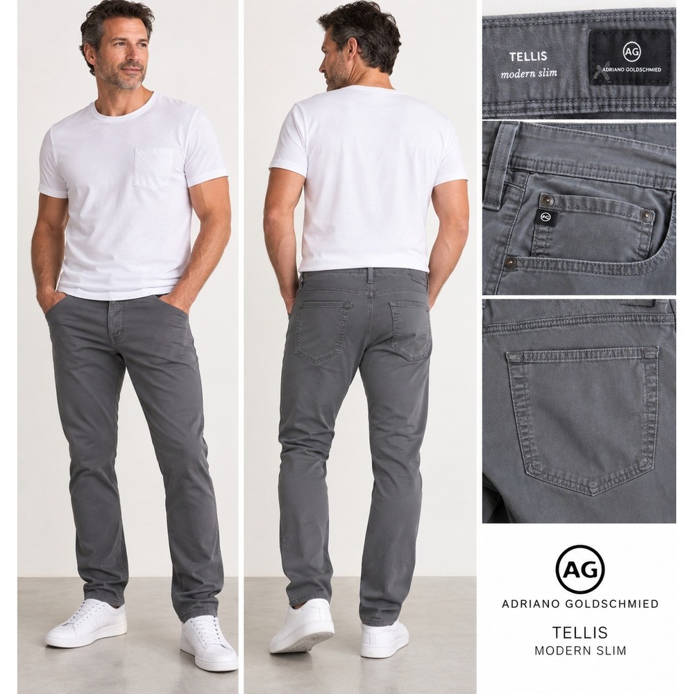 AG Adriano Goldschmied Tellis Modern Slim Smart Casual Preppy Pants Grey 38x34